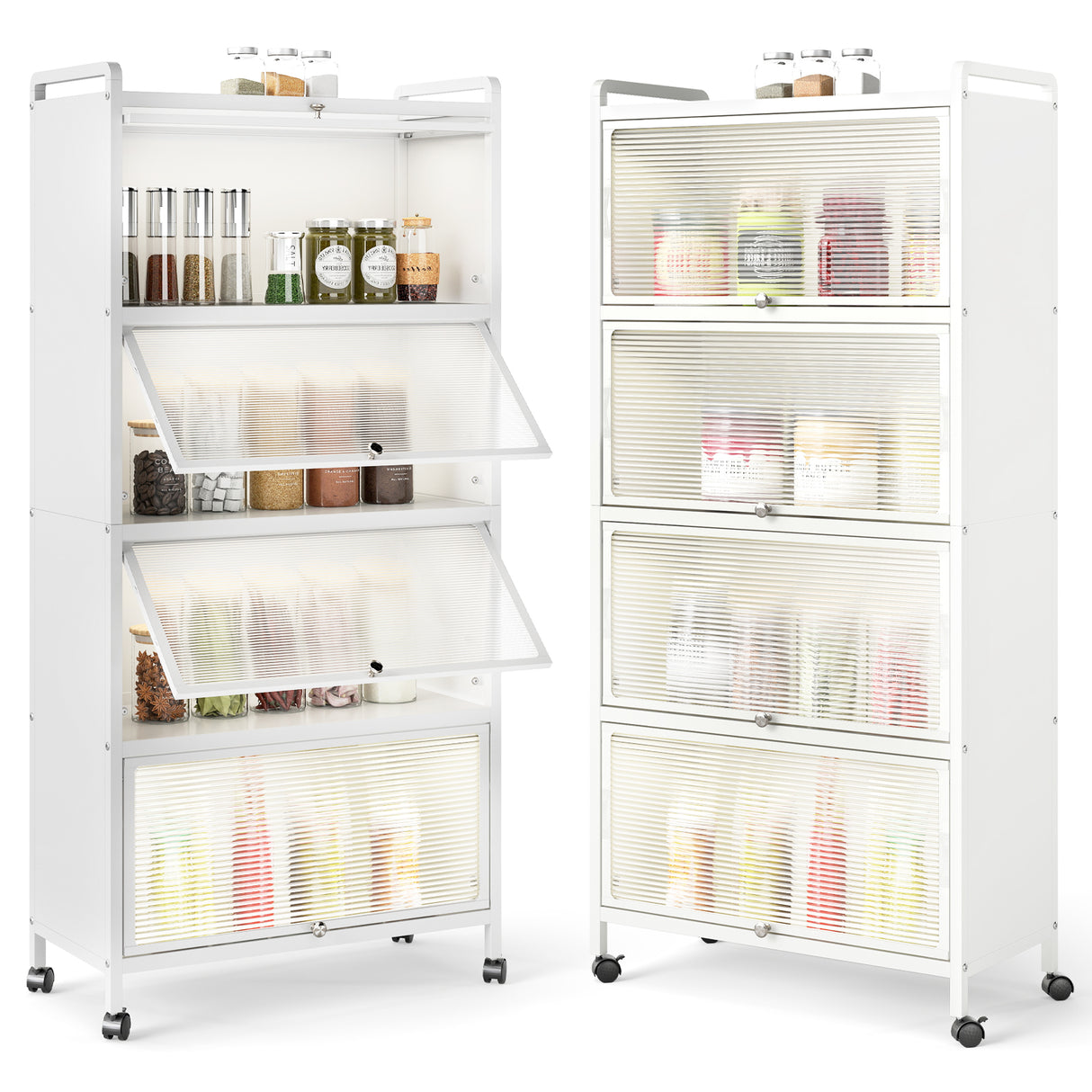 5-Tier Kitchen Pantry Storage Cabinet with Flip-Up Doors