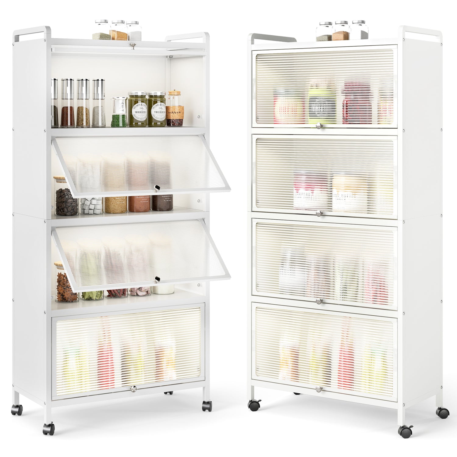 5-Tier Kitchen Pantry Storage Cabinet with Flip-Up Doors