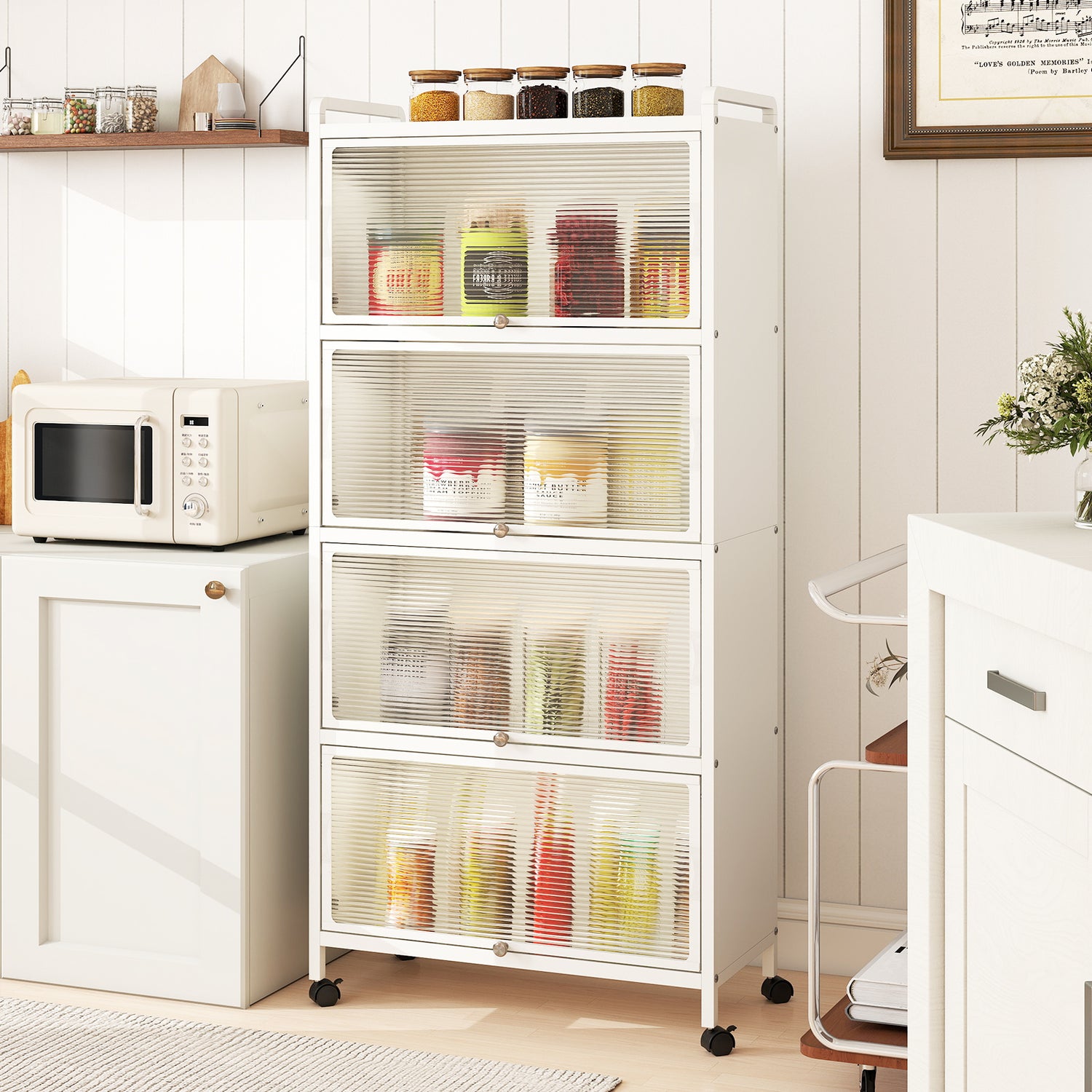 5-Tier Kitchen Pantry Storage Cabinet with Flip-Up Doors