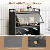 5-Tier Kitchen Storage Cabinet with 4 Flip-up PC Doors Adjustable Feet and Rolling Wheels