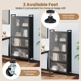 5-Tier Kitchen Storage Cabinet with 4 Flip-up PC Doors Adjustable Feet and Rolling Wheels