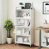 5-Tier Kitchen Storage Cabinet with 4 Flip-up PC Doors Adjustable Feet and Rolling Wheels