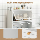 5-Tier Kitchen Storage Cabinet with 4 Flip-up PC Doors Adjustable Feet and Rolling Wheels