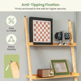 5-Tier Ladder Shelf Bamboo Bookshelf Wall-Leaning Storage Display Plant Stand