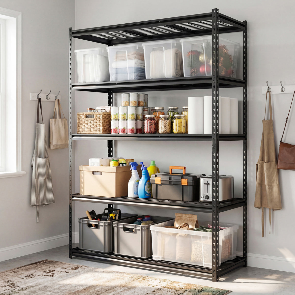 5-Tier Metal Shelving Unit 2000 lbs Capacity with Adjustable Wire Racks Set of 1/2/3/4