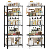 5-Tier Metal Storage Shelving Unit Set of 2 with V-Shaped Wire Rack-Black