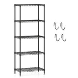5-Tier Metal Storage Shelving Unit with V-Shaped Wire Rack and 750 LBS Capacity-Black