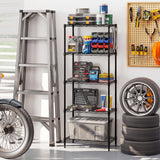 5-Tier Metal Storage Shelving Unit with V-Shaped Wire Rack and 750 LBS Capacity-Black