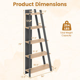 5-Tier Modern Bookshelf Narrow Vertical Display Shelf for Small Space