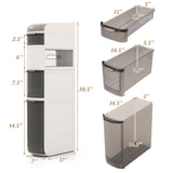 5-Tier Narrow Bathroom Storage Cabinet with Drawers and Tissue Box