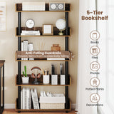 5-Tier Open Bookcase with Industrial Storage Unit