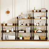 5-Tier Open Bookcase with Industrial Storage Unit