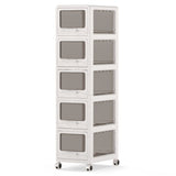 4-Tier/5-Tier/3-Tier Plastic Drawer Storage Organizer Rolling Cart with 3/4/5 Drawers and Lockable Wheels