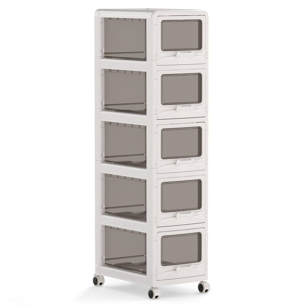 4-Tier/5-Tier/3-Tier Plastic Drawer Storage Organizer Rolling Cart with 3/4/5 Drawers and Lockable Wheels