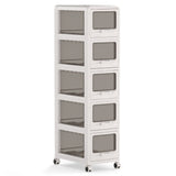 4-Tier/5-Tier/3-Tier Plastic Drawer Storage Organizer Rolling Cart with 3/4/5 Drawers and Lockable Wheels