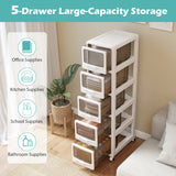 4-Tier/5-Tier/3-Tier Plastic Drawer Storage Organizer Rolling Cart with 3/4/5 Drawers and Lockable Wheels