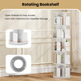5-Tier Rotating Bookshelf 360° Display Rack with Dividers and Anti-falling Baffles