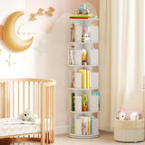 5-Tier Rotating Bookshelf 360° Display Rack with Dividers and Anti-falling Baffles