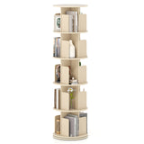 5-Tier Rotating Bookshelf 360° Display Rack with Dividers and Anti-falling Baffles