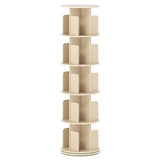 5-Tier Rotating Bookshelf 360° Display Rack with Dividers and Anti-falling Baffles