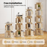 5-Tier Rotating Bookshelf 360° Display Rack with Dividers and Anti-falling Baffles