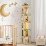 5-Tier Rotating Bookshelf 360° Display Rack with Dividers and Anti-falling Baffles