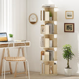5-Tier Rotating Bookshelf 360° Display Rack with Dividers and Anti-falling Baffles