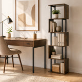 5-Tier S-Shaped Bookshelf w//with Open Cubes &/and Anti-toppling Kits for Living Room