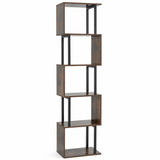 5-Tier S-Shaped Bookshelf w//with Open Cubes &/and Anti-toppling Kits for Living Room