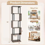 5-Tier S-Shaped Bookshelf w//with Open Cubes &/and Anti-toppling Kits for Living Room