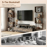 5-Tier S-Shaped Bookshelf w//with Open Cubes &/and Anti-toppling Kits for Living Room