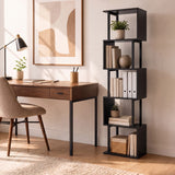 5-Tier S-Shaped Bookshelf w//with Open Cubes &/and Anti-toppling Kits for Living Room