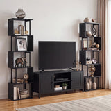 5-Tier S-Shaped Bookshelf w//with Open Cubes &/and Anti-toppling Kits for Living Room