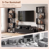 5-Tier S-Shaped Bookshelf w//with Open Cubes &/and Anti-toppling Kits for Living Room