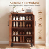 5-Tier Shoe Storage Cabinet Freestanding Wooden Shoe Rack Organizer