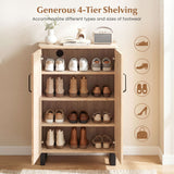 5-Tier Shoe Storage Cabinet Freestanding Wooden Shoe Rack Organizer