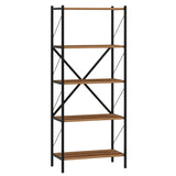 5-Tier Tall Bookshelf Industrial Bookcase with Heavy-Duty Metal Frame Modern Storage