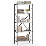 5-Tier Tall Bookshelf Industrial Bookcase with Heavy-Duty Metal Frame Modern Storage