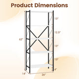 5-Tier Tall Bookshelf Industrial Bookcase with Heavy-Duty Metal Frame Modern Storage