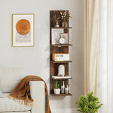 5-Tier Wall Mounted Shelf Unit with Wood Grain