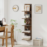 5-Tier Wall Mounted Shelf Unit with Wood Grain