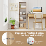 5 Tiers 4-Cube Narrow Bookshelf with 4 Anti-Tipping Kits