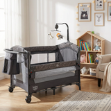5-in-1 Bedside Bassinet with Diaper Changer and Mattress-Gray