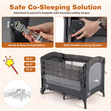 5-in-1 Bedside Bassinet with Diaper Changer and Mattress-Gray