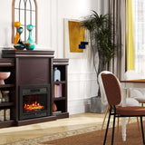 5-in-1 Complete Dining Room Set: Extendable Table  4 Chairs  Electric Fireplace  Media Console & Bamboo Sideboard