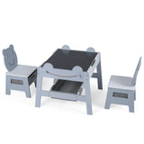 5-in-1 Toddler Table and 2 Chairs Cute Art Desk Set with Reversible Chalkboard Whiteboard