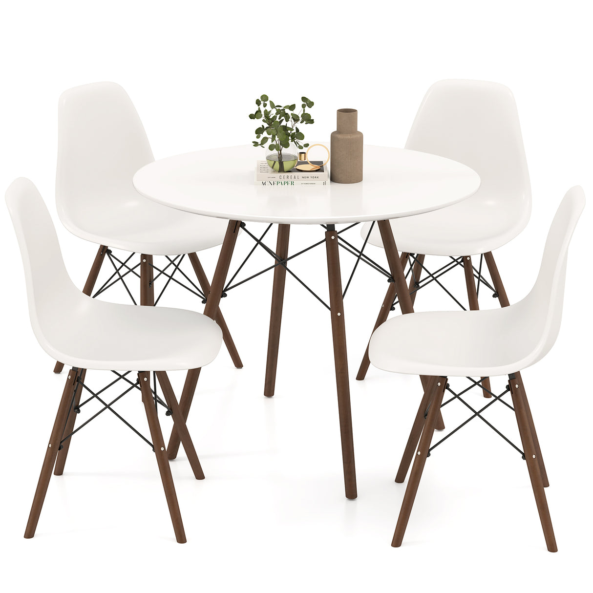 5 Pieces Table Set With Solid Wood Leg For Dining Room