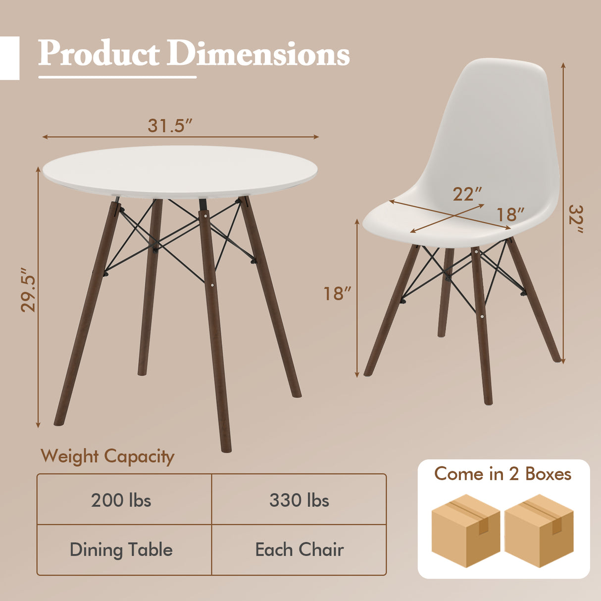 5 Pieces Table Set With Solid Wood Leg For Dining Room