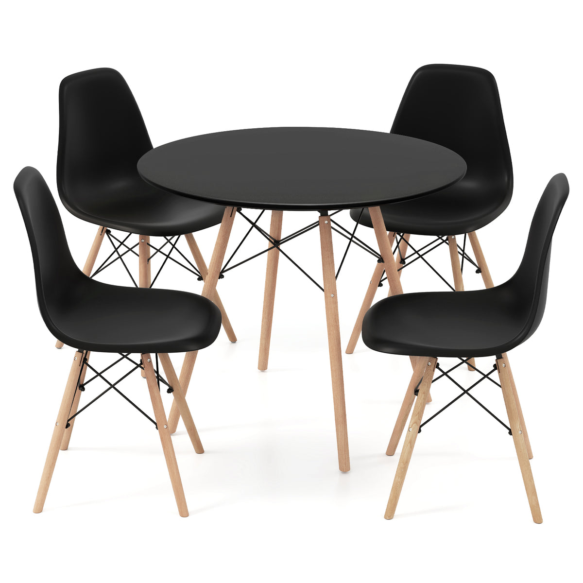 5 Pieces Table Set With Solid Wood Leg For Dining Room