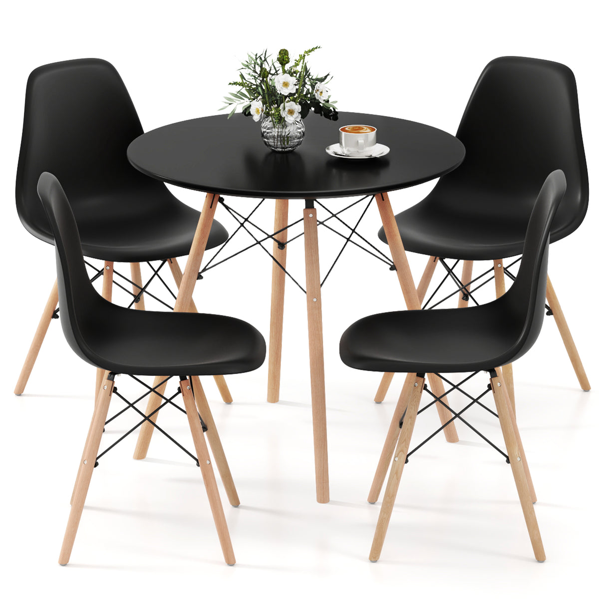 5 Pieces Table Set With Solid Wood Leg For Dining Room